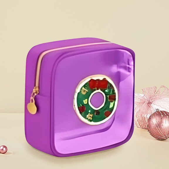 Christmas Mini Makeup Bag - Travel Cosmetic Pouch Portable Holiday Gift Bag Stocking Stuffer for Women