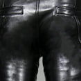 thumbnail image 6 of HOOMEUMY Men Casual Fashion Fitted PU Faux Leather Jeans Biker Pants Punk Style Trousers Rock Steampunk Lace Up PU Leather Pants Black 6, 6 of 9