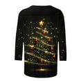 thumbnail image 4 of Xdegoge Sparkle Christmas Tops for Women 3/4 Sleeve Xmas Tree Print Crew Neck T Shirt Dressy Casual Holiday Blouses Tunic Funny Family Party Tee Shirts, 4 of 5
