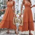 thumbnail image 5 of Women Summer Ruffle Spaghetti Strap Maxi Long Flowy Dress Solid Color Buttons Shirred Elastic Waist Pleated Flare Hem Sleeveless Beach Sundress, 5 of 12