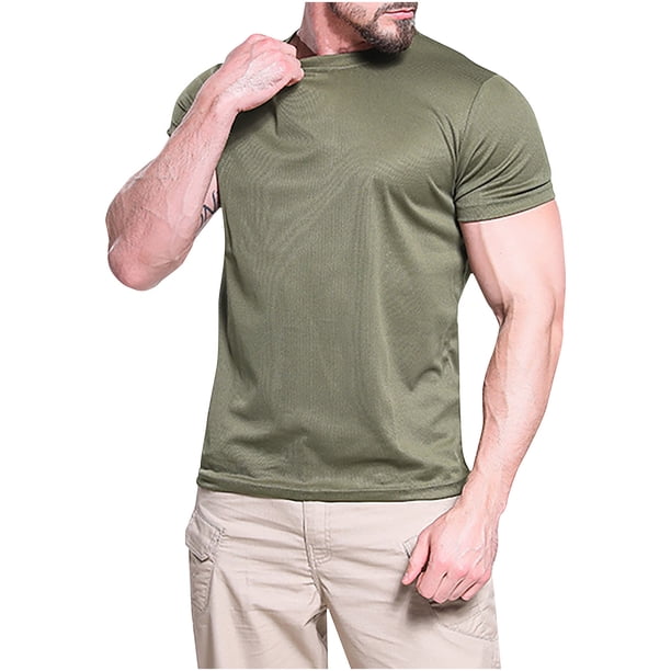 pstuiky Mangas cortas para hombre, Camiseta de verano para hombre, transpirable, cómoda, de camuflaje, de manga corta y cuello redondo. camisas casuales para hombre s