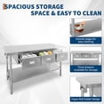 thumbnail image 3 of Acekid Stainless Steel Table with Drawers 60"W x 24"D x 35.4"H, Work Table for Commercial Kitchen, 3 of 7