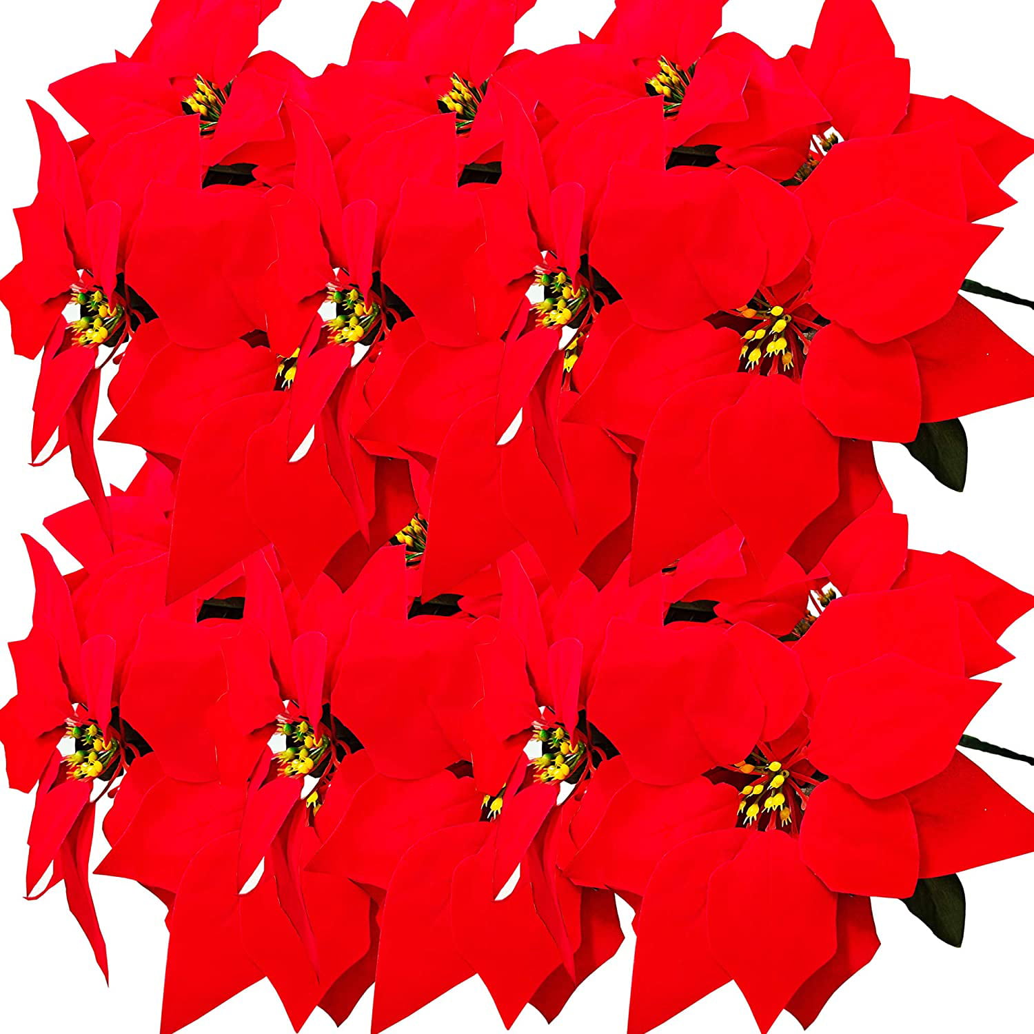 MELAJIA Artificial Christmas Flowers Red 7 Heads Velvet Poinsettia Floral  Bouquet Festival Holiday Decorations Indoor or Outdoor (Pack of 6) -  Walmart.com