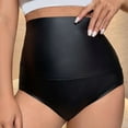 thumbnail image 4 of High Waist PU Leather Booty Shorts for Women Elastic Fit Wide Waistband Thong Hot Pant for Raves Parties and Clubwear, 4 of 9