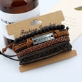 thumbnail image 4 of Bracelet en Simili Cuir Tressé Bracelets Manchette Punk Wrap pour Hommes Femmes Marron Réglable, 4 of 5