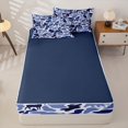thumbnail image 4 of Castle Fairy Camo Wildlife Zipper Twin Comforter Sets with Fitted Sheet and 2 Pillowcases,Deer Bear Turkey Dog Silhouette Zipper Bedding Set,Navy Blue White,Navy Blue Reversible,4-Piece, 4 of 6