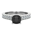 thumbnail image 4 of 14K White Gold Ring Black Diamond Engagement Ring Center Cushion 4-Prong 1.00 Carat (Black, AAA), 4 of 5