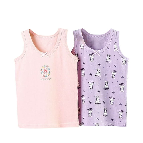Maean 2 Pack Girls Cotton Camisole Undershirts Soft Sleeveless Scoop Neck Litt1e Girl Cami Tank Tops