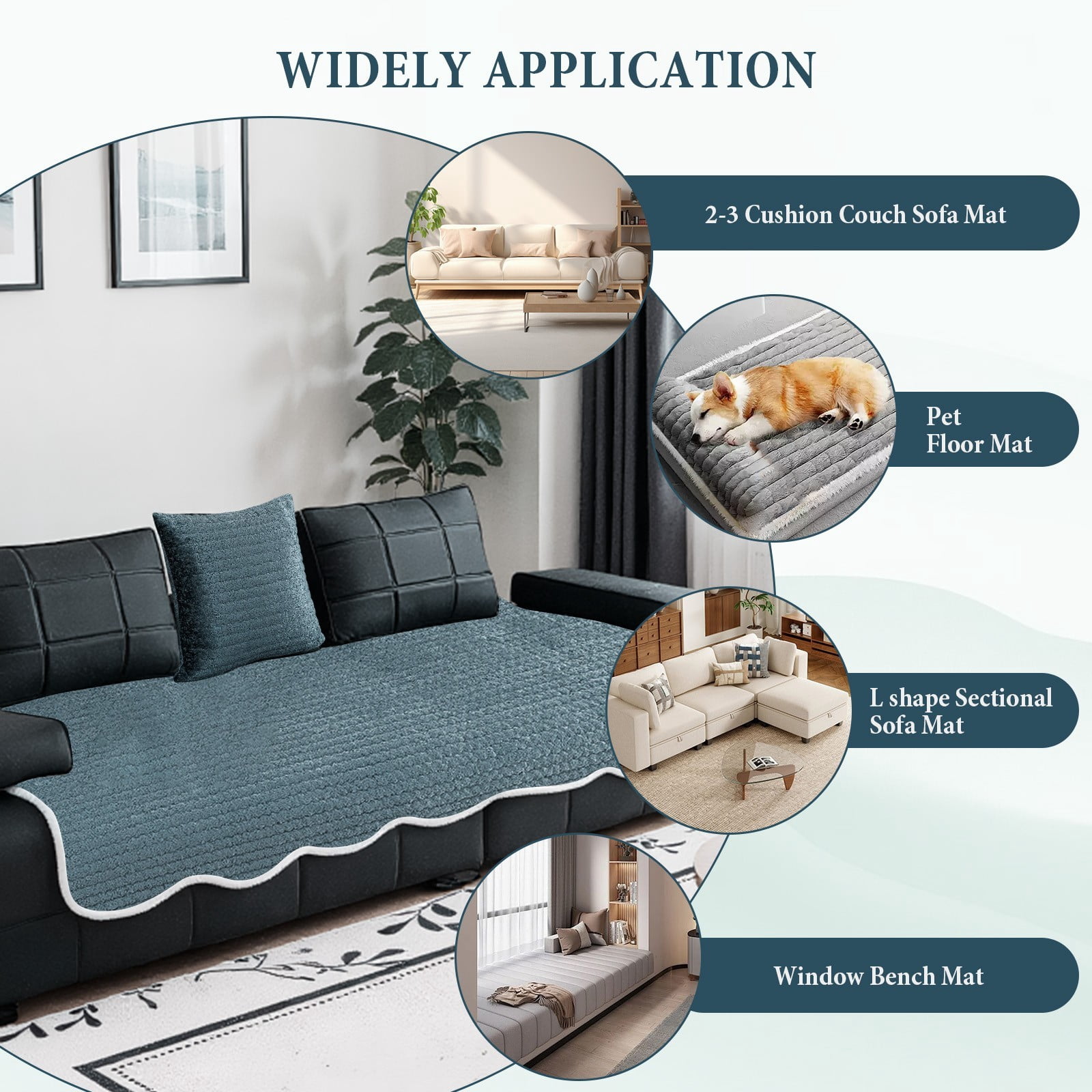 TOPCHANCES Soft Velvet Couch Covers, Fluffy Couch Slipcover for Dogs Cats, Non-Slip Sofa Protective Cover, Cozy Pets Bed Mat Furniture Protector (Dark Blue, 35.4x63 in)