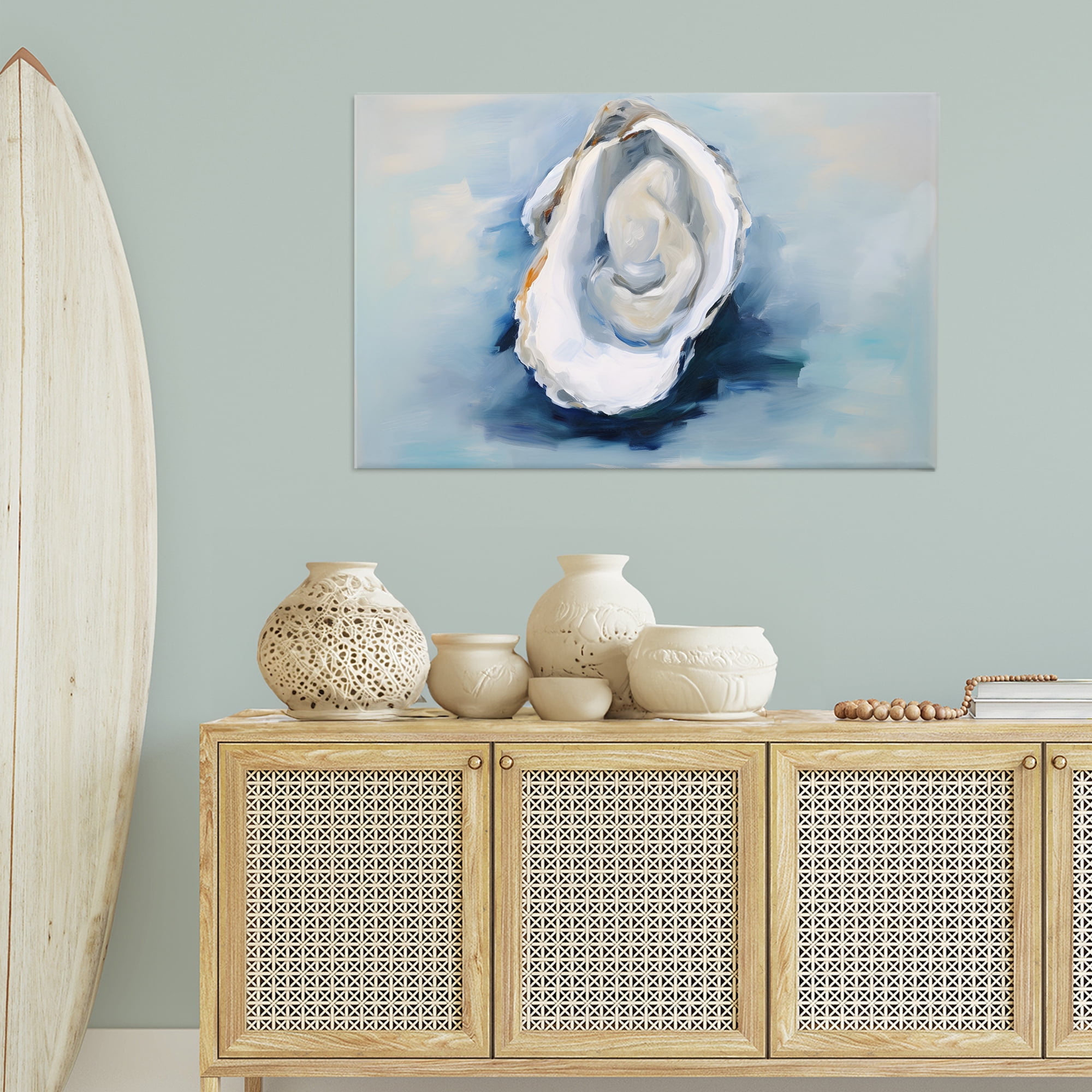 Stupell Industries Traditional Oyster View Nautical & Beach Painting Wrapped Canvas Art Print Wall Art, 45 x 30