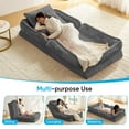 thumbnail image 4 of BALUS 71" Bean Bag Floor Sofa with 2 Soft Pillows,  Human Dog Bed for Adult , Convertible Couch Bed , Artifical Fur, Light Gray, 4 of 6
