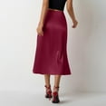 thumbnail image 4 of Aofany Womens High Waist Skirt Solid Satin Dress Zipper Elegant Skirt Skirt for Women, 4 of 4