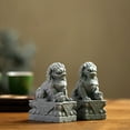 thumbnail image 1 of OUNONA 2pcs Mini Lion Statue Grey Stone Resin Feng Shui Good Fortune Symbol, 1 of 8