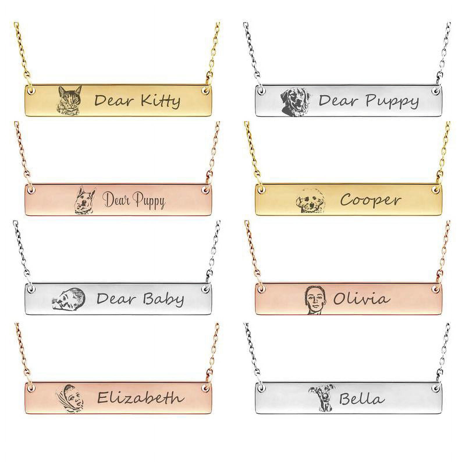KFFKFF Stainless Steel Bar Necklace Pet Portrait Bar Necklace