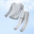 thumbnail image 2 of Ruyang Boys Girls Plain Clothing Set Kids Trendy 2 Piece Outfits Long Sleeve Crewneck Thin Tops Elastic Waist Pants Fall Winter Clothes, 2 of 9