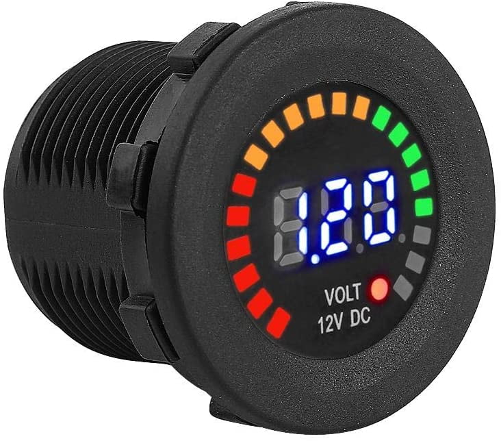 Voltmeter, 12V Motorcycle Car LED Digital Display Voltmeter Waterproof