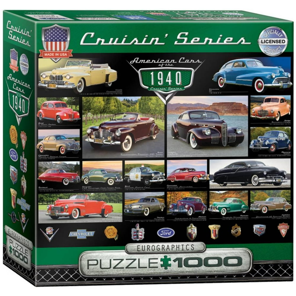 American Cars of the 1940s 1000 Piece Puzzle Jigsaw Puzzle 26.5x19