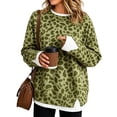 thumbnail image 2 of Crew Neck Sweatshirts Women Oversized Fall French Terry Layered Pullover Sweatshirt Fake Two‑Piece Tops Pullover Casual Split Hem Top, 2 of 4