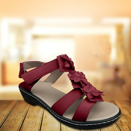 

Alueeu Women s sandals Women s Fashion Summer Hollow Wedge Fish Mouth Flower Casual Comfortable Sandals