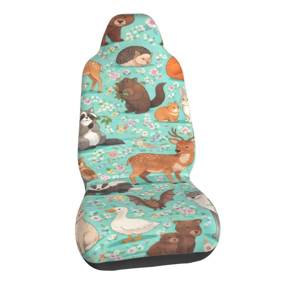 Woodland Animals Spring Car Seat Covers Stretch Car Seat Protectors Universal Fit