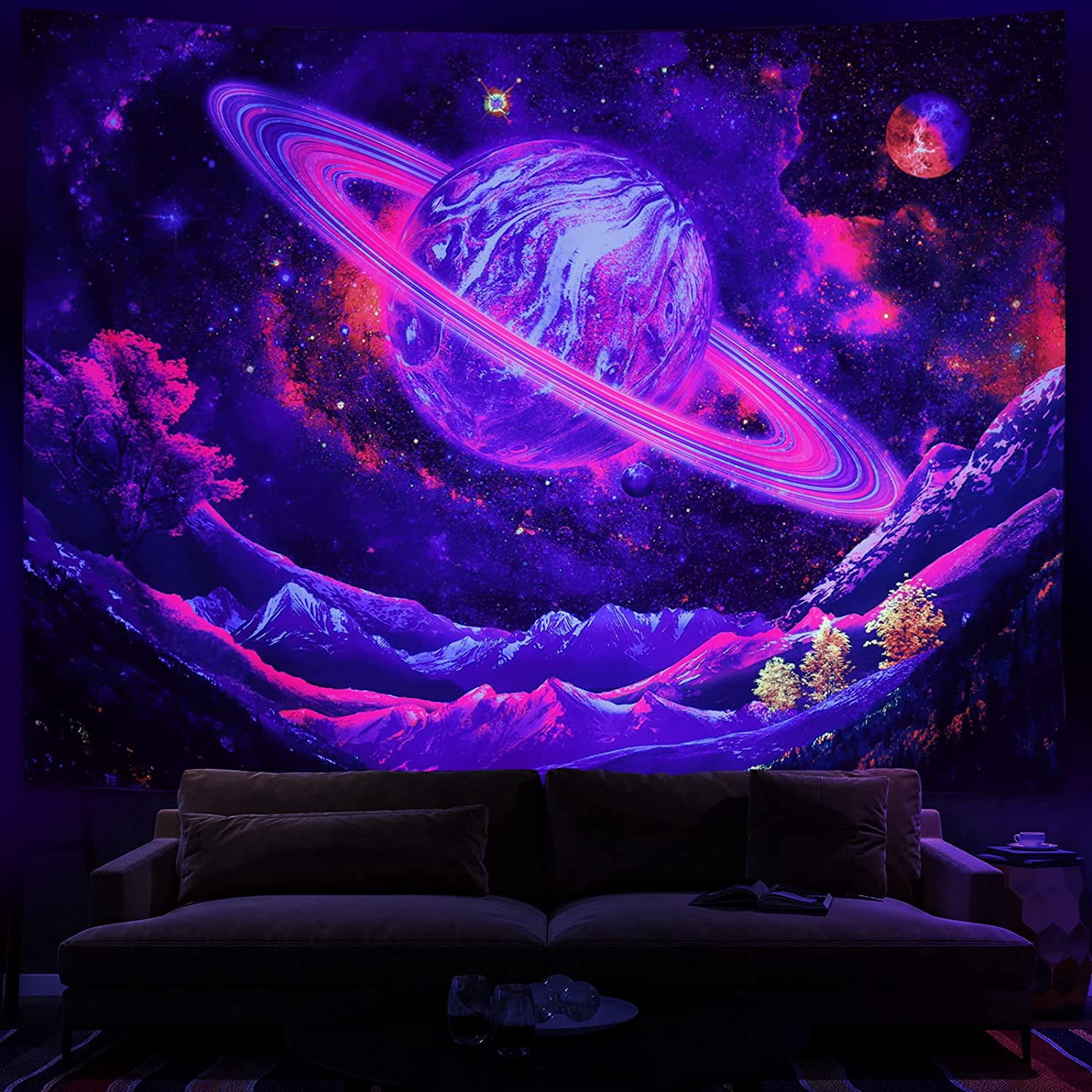 アイカツスターズ クロスプラネタリウム FFIY Blacklight Tapestry UV Reactive Planet Tapestry Galaxy Space