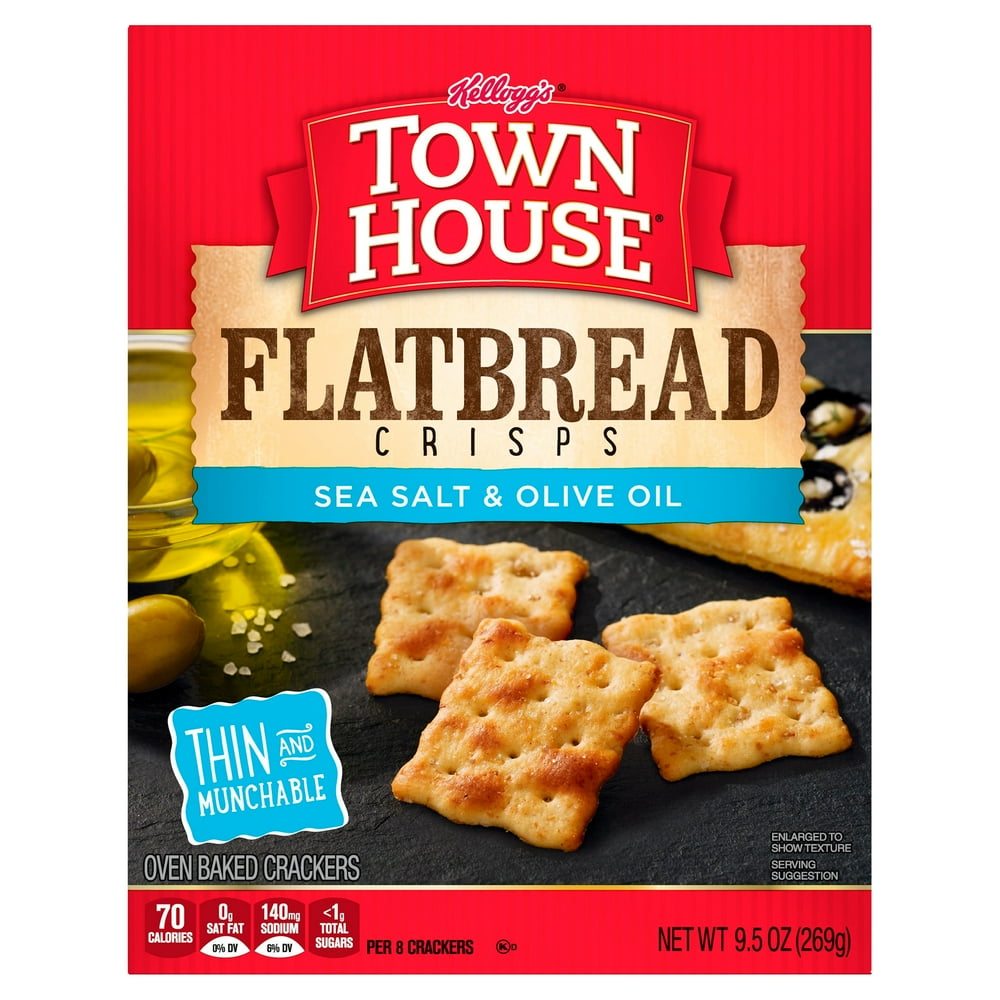 Town House Flatbread Crisps Crackers Sea Salt and Olive Oil Ready To