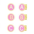 thumbnail image 2 of 14k  Solid Yellow Gold  Pink Enamel Stud Earrings w/ Pushbacks, Initial K (8x8mm), 2 of 2