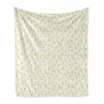 thumbnail image 1 of Floral Soft Flannel Fleece Throw Blanket, Energetic Romantic Spring Blossoms Tulips Pattern, Cozy Plush for Indoor and Outdoor Use, 70" x 90", Mustard Yellow Green, by Ambesonne, 1 of 5