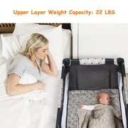 Gymax Grey Portable Baby Playard Playpen Nursery Center w/ Mattress Foldable Design