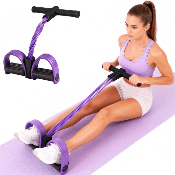 Prichor Multifunction Tension Rope, 6-Tube Elastic Yoga Pedal Puller, Natural Latex Resistance Band for Abdomen Waist Arm and Leg Stretching, Portable