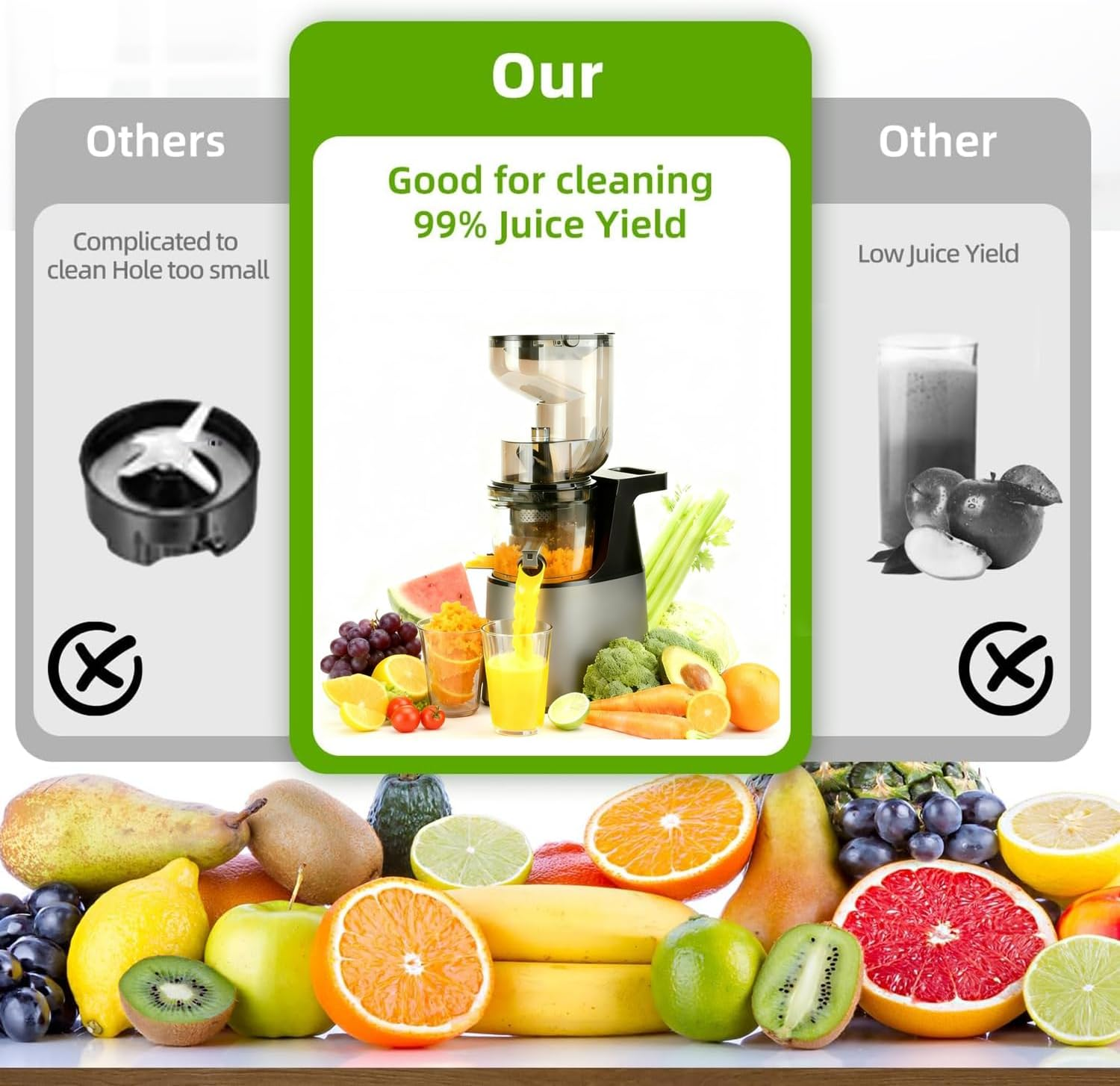 Juicer Machines with 6.3" Large Chute, 2-in-1 Cold Press Juicer for Whole Vegetables Fruits 300W, Masticating juicer Easy to Clean Juice Extractor Machine for Making Nut Mike, Juice, Premium Gray