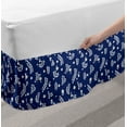 thumbnail image 2 of Floral Bed Skirt, Pattern of Silhouette Style Flowers and Leafy Branches, Elastic Bedskirt Dust Ruffle Wrap Around for Bedding Decor, 4 Sizes, Dark Sky Blue Marigold, by Ambesonne, 2 of 2