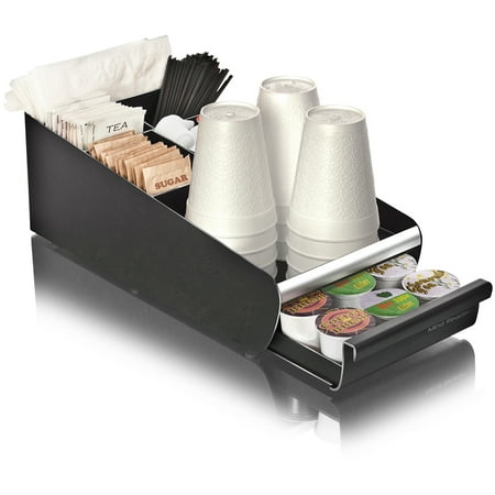 - Mind Reader Coffee Condiment Storage Organizer with K-Cup Single Serve Coffee Pod Drawer, Black