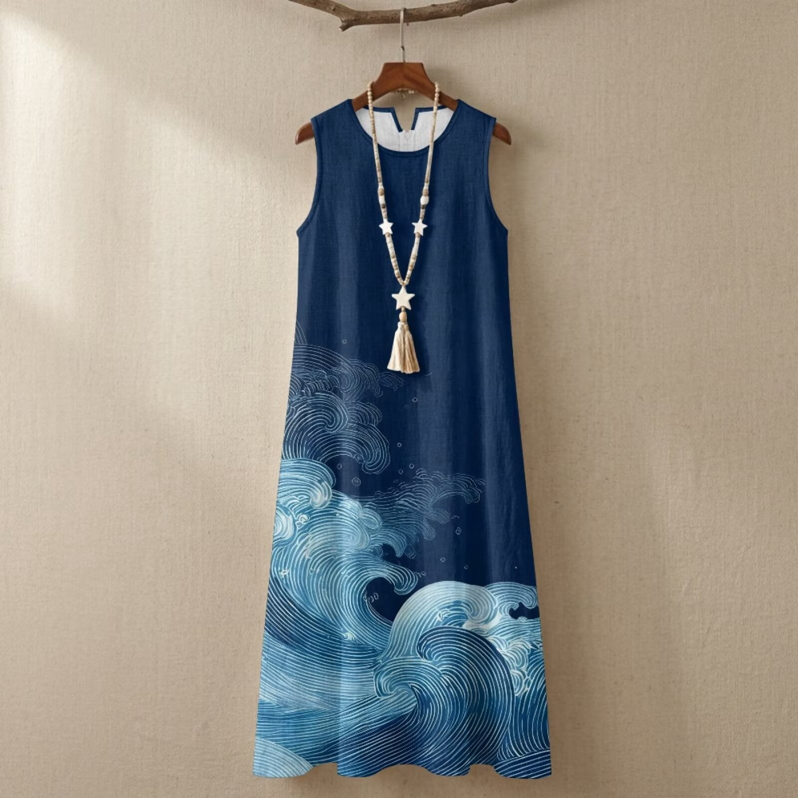 Kirablend Marisol Linen-Look Crewneck Tank Maxi Dress