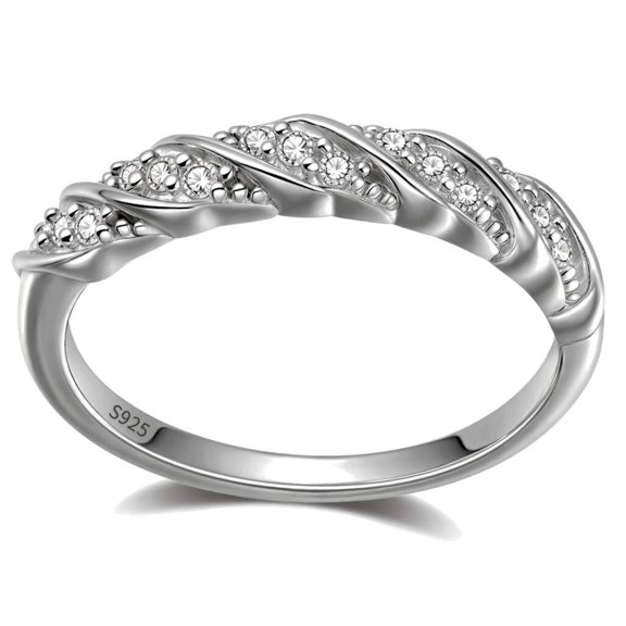 Seraphina Wedding Band for Women Sterling Silver CZ Anniversary Half Eternity Band Stackable by Ginger Lyne