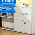 thumbnail image 5 of Dextrus L Shaped Desk with Power Outlets & LED Lights, Computer Desk with 3 Drawers and 3 Storage Shelves, White Office Desk Corner Desk for Home Office, 5 of 13
