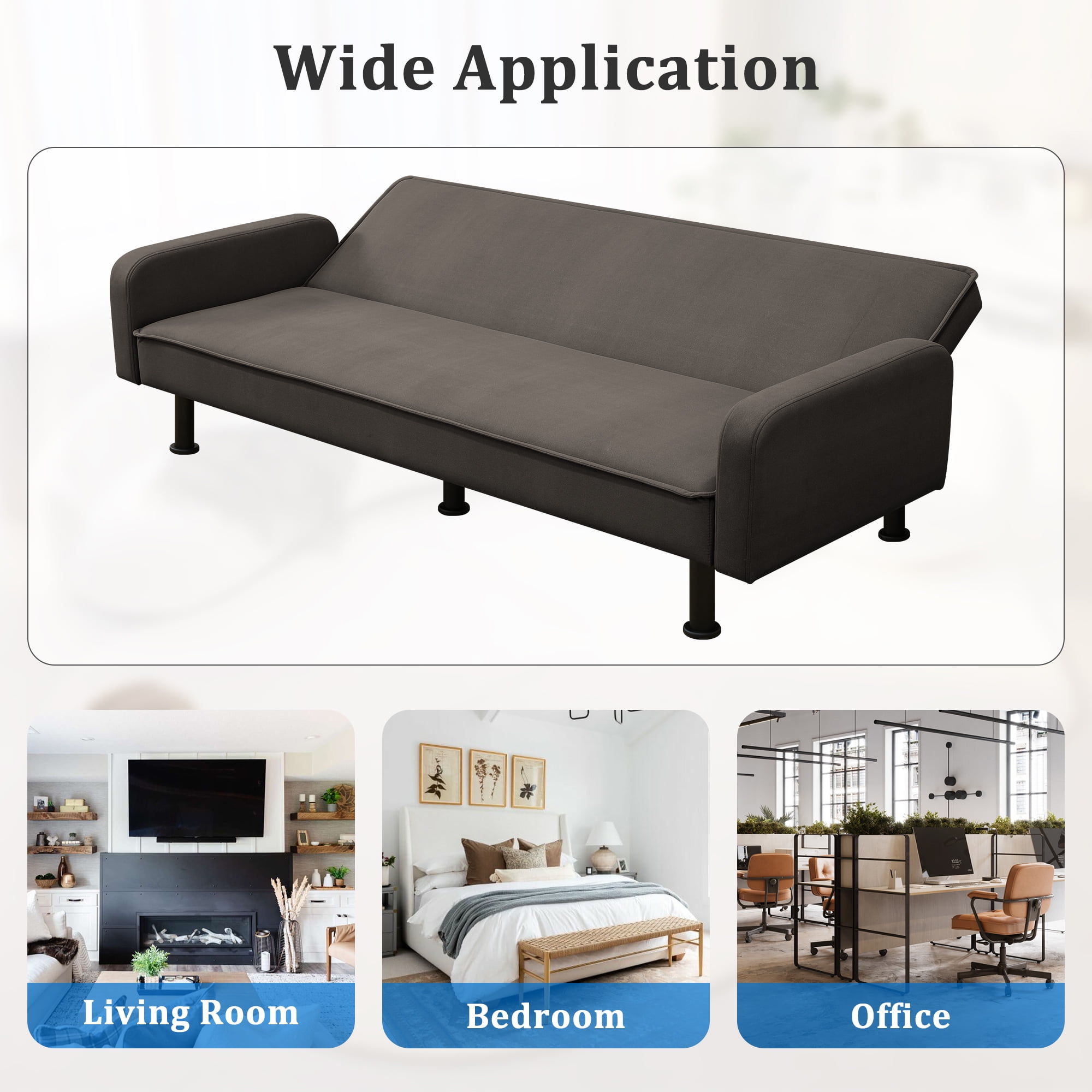 Kadyn Futon Sofa Bed, Convertible Futon for Living Room, Futon Sleeper Sofa, Brown Kadyn Futon Sofa Bed, Convertible Futon for Living Room, Futon Sleeper Sofa, Brown