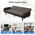 thumbnail image 4 of Resenkos Modern Fabric Sofa Couch Upholstered Futon Sofa Bed Loveseat, Tapered Metal Legs in Brown Color, 4 of 8