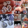 thumbnail image 2 of GKNET Luxury Cubic Zircon Flower Ear Stud Earrings Dangle Women Weddings Delicate Jewelry 2024-41-Flower, 2 of 9