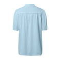 thumbnail image 5 of GEWSEY Womens Puff Sleeve Button Down Shirts Cotton Pleated Loose Fit Tops Summer Dressy Casual Blouses Light Blue, S, 5 of 5