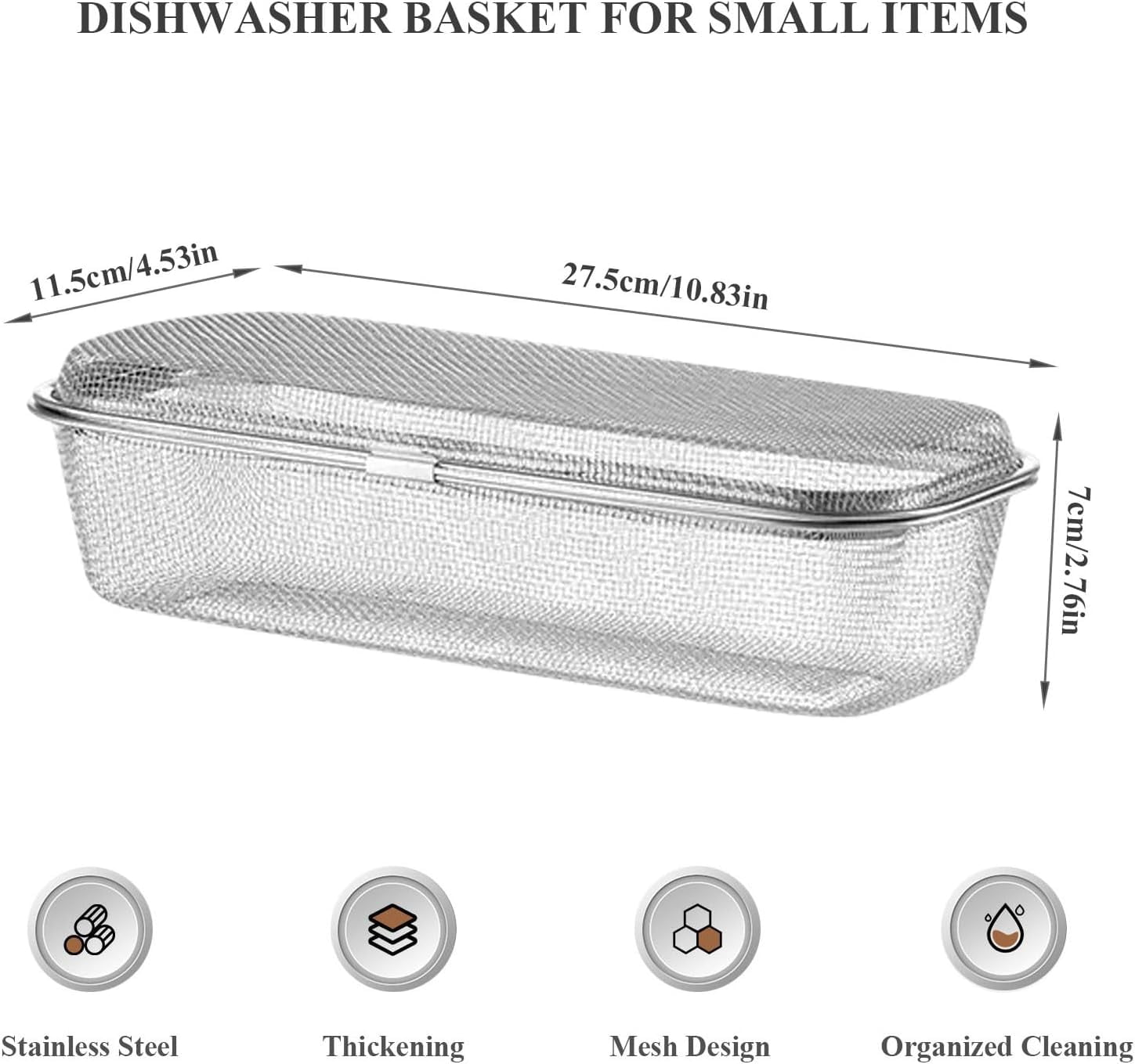 ABPETE Dishwasher Basket, Stainless Steel Dishwasher Basket for Small Items, Dishwasher Chopstick Silverware Basket, Chopstick Holder for Dishwasher