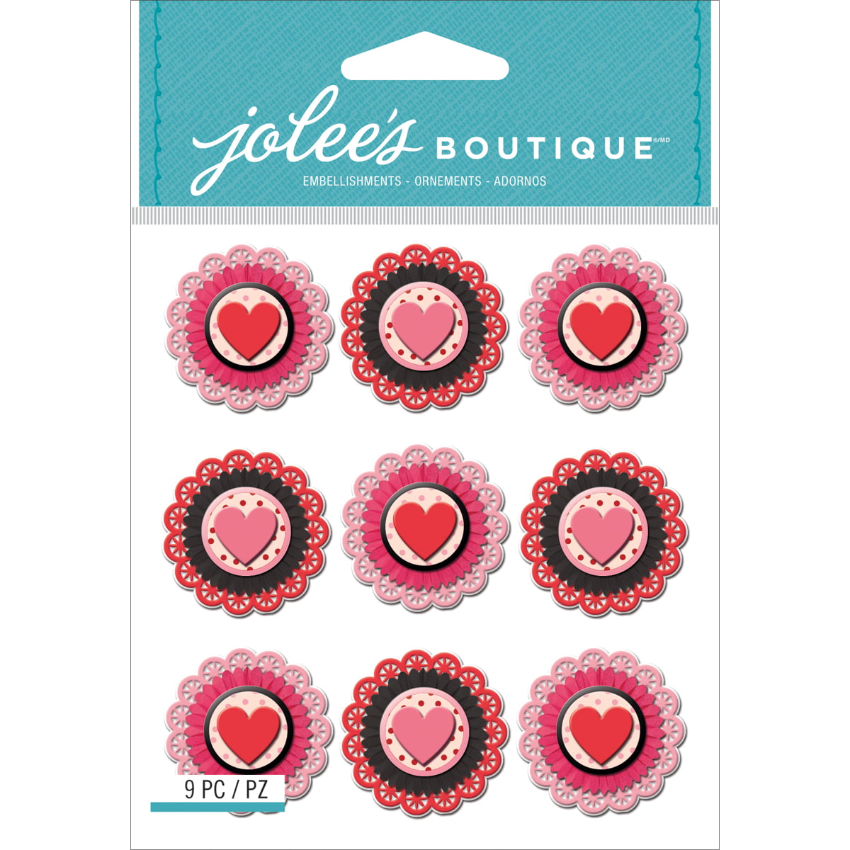 Jolees Boutique Jolee's Boutique Dimensional Repeat Stickers-Glitter Hearts E8601921 