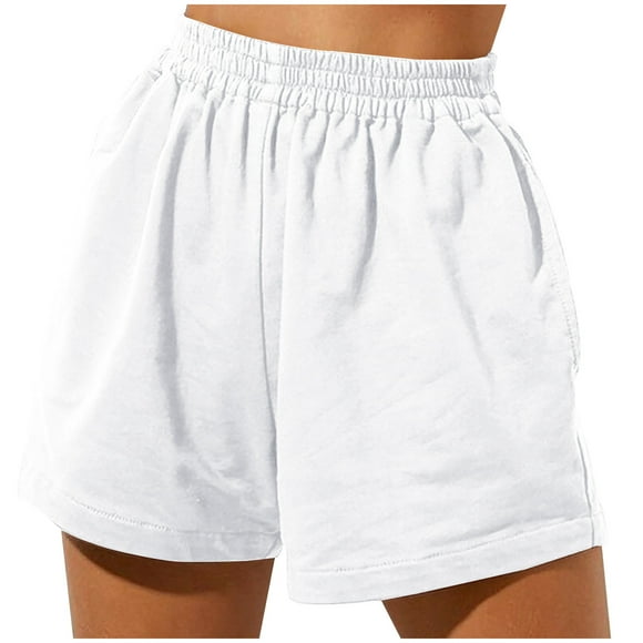 Mlzmgr Womens Summer Shorts Casual Loose Elastic High Waist Pants Comfy Solid Color Sports Shorts