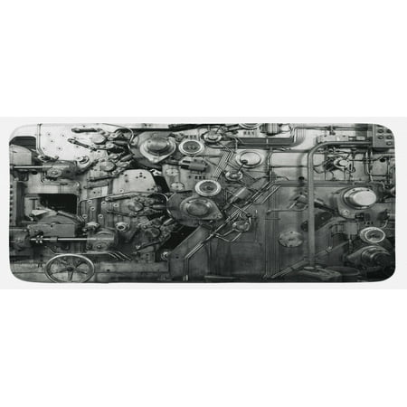 

Industrial Kitchen Mat Modern Times Detail of Rusted Machine in Factory Physical Equipment Process Plush Decorative Kitchen Mat with Non Slip Backing 47 X 19 Black and White by Ambesonne