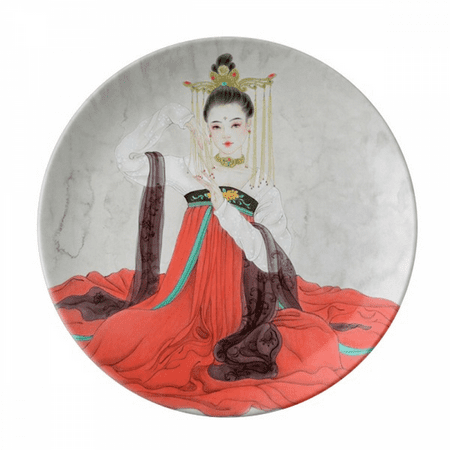 

Classical Beauty Chinese Style Watercolor Plate Decorative Porcelain Salver Tableware Dinner Dish