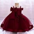 thumbnail image 3 of Efsteb Toddler Baby Girl Dress Formal Bowknot Princess Flower Girl Wedding Pageant Birthday Party Dresses (Red,12 Months), 3 of 8