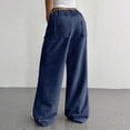 thumbnail image 4 of Women's Corduroy Wide Leg Pants Stretchy Waist Button Casual Loose Fit Pocket Design, 4 of 8
