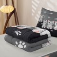 thumbnail image 5 of jejeloiu Grey Paw Print Cat Zipper Full Size Comforter Sets with Fitted Sheet and 2 Pillowcases Kids,Minimal Kitten Print Zipper Bedding Set,Reversible,4-Piece, 5 of 7