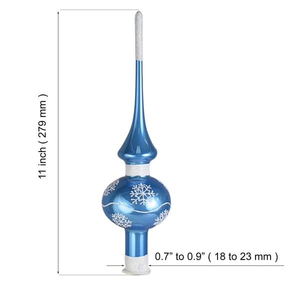 Blue Glossy Hand Blown Glass Christmas Tree Topper. Made in Ukraine.