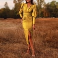 thumbnail image 4 of CEHVOM Femmes Sexy Casual Fessiers V-Cou Solide Robe à Manches Longues Robe, 4 of 6